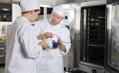 Knowing the correct answer for a food safety certification question about proper food temperatures is not the same as knowing how to properly use a food thermometer. On-site follow-up training ensures that classroom learning is retained and implemented.